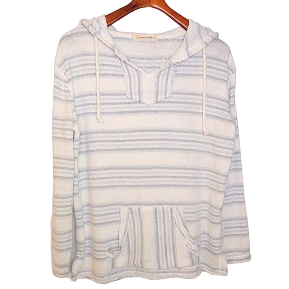 Ocean Drive Blue & White Striped Drawstring Beach Hoodie